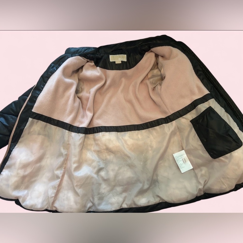 Michael Kors Youth Black Quilted Puffer Coat Size 10–12 Blush Lining - Picture 4 of 5